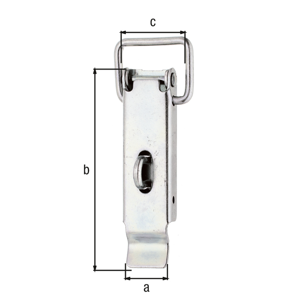 Fermeture de malle avec œillet de serrure, Matériau: Acier brut, Finition: galvanisée passivée, Largeur: 24 mm, Hauteur: 93 mm, Largeur de la boucle: 30 mm, Nombre de trous: 3, Trou: Ø5 mm