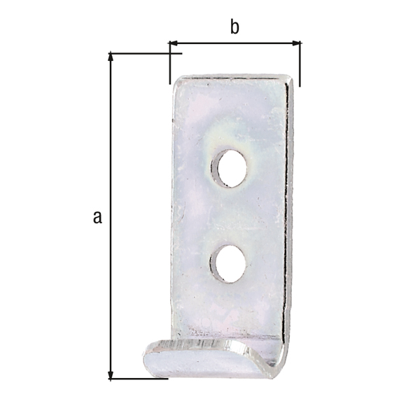 Closing hook, straight, Material: raw steel, Surface: galvanised, thick-film passivated, Length: 30 mm, Width: 12 mm, Material thickness: 1.50 mm, No. of holes: 2, Hole: Ø3.5 mm