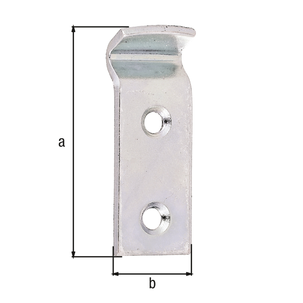 Closing hook, cranked, Material: raw steel, Surface: galvanised, thick-film passivated, Length: 50 mm, Width: 18 mm, Material thickness: 2.00 mm, No. of holes: 2, Hole: Ø4.3 mm