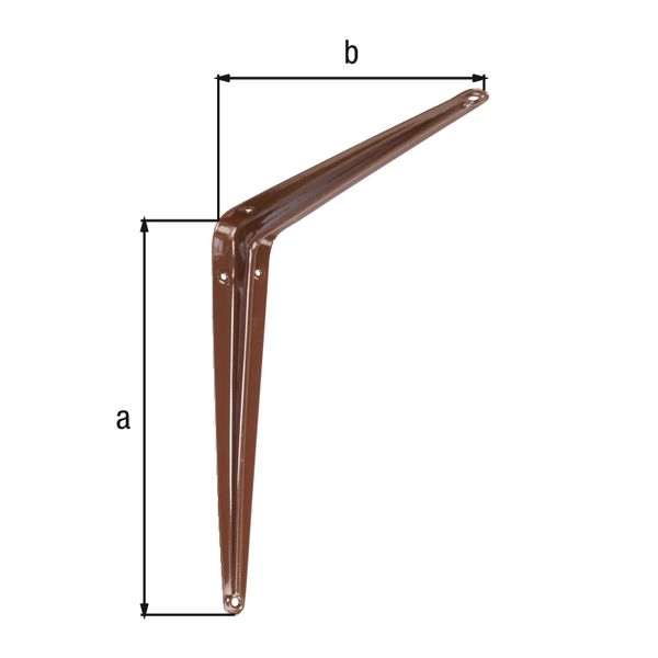 Shelf bracket, Material: steel, Surface: brown painted, Height: 175 mm, Depth: 225 mm, Max. load capacity: 55 kg