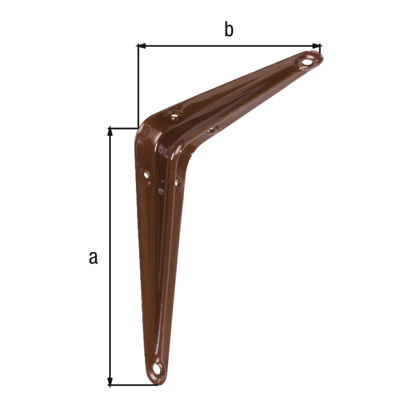 Shelf bracket, Material: steel, Surface: brown painted, Height: 125 mm, Depth: 100 mm, Max. load capacity: 39 kg