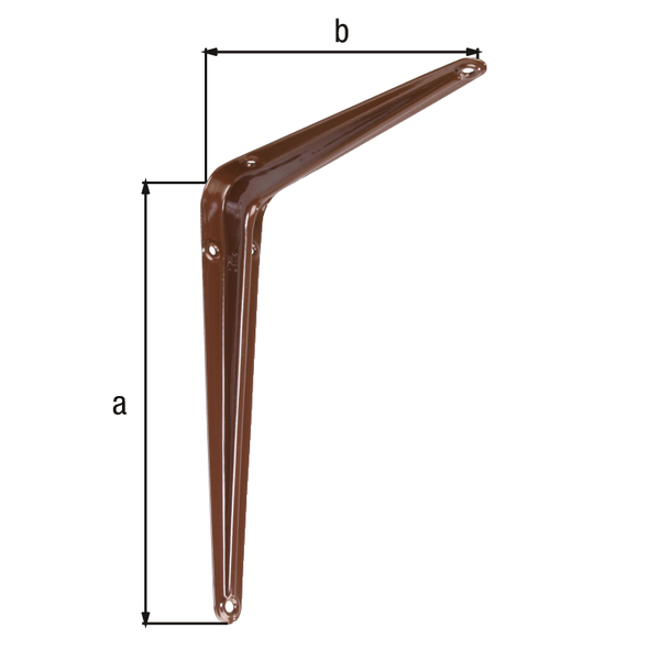 Shelf bracket, Material: steel, Surface: brown painted, Height: 200 mm, Depth: 150 mm, Max. load capacity: 62 kg