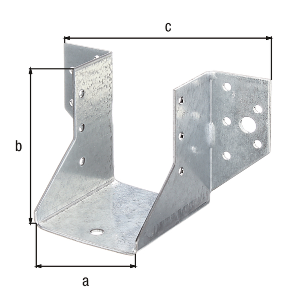Joist hanger, type A, Material: raw steel, Surface: sendzimir galvanised, with CE marking in accordance with ETA-08/0171, Clear width: 60 mm, Height: 80 mm, Total width: 130 mm, Material thickness: 2.00 mm, No. of holes: 2 / 16, Hole: Ø9 / Ø5 mm