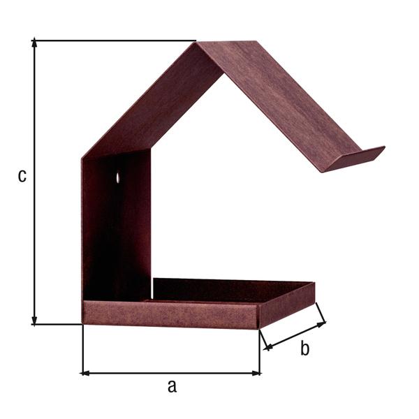 Gasthaus Spitzdach, Material: Stahl, Oberfläche: rostbraun kunststoffbeschichtet, Länge: 145 mm, Breite: 150 mm, Höhe: 180 mm, Materialstärke: 0,75 mm, 15 Jahre Garantie gegen Durchrosten