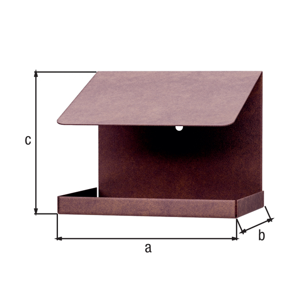 Gasthaus Schrägdach, Material: Stahl, Oberfläche: rostbraun kunststoffbeschichtet, Länge: 120 mm, Breite: 150 mm, Höhe: 120 mm, Materialstärke: 0,75 mm, 15 Jahre Garantie gegen Durchrosten