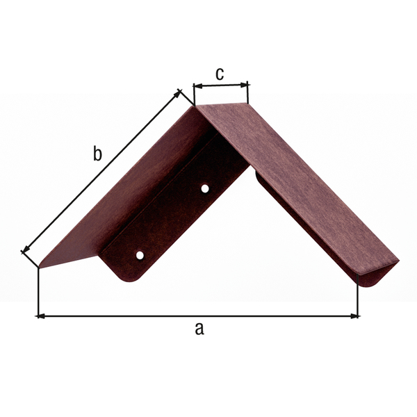 Schutzspitzdach, Material: Stahl, Oberfläche: rostbraun kunststoffbeschichtet, Länge: 190 mm, Breite: 120 mm, Höhe: 100 mm, Materialstärke: 0,75 mm, 15 Jahre Garantie gegen Durchrosten