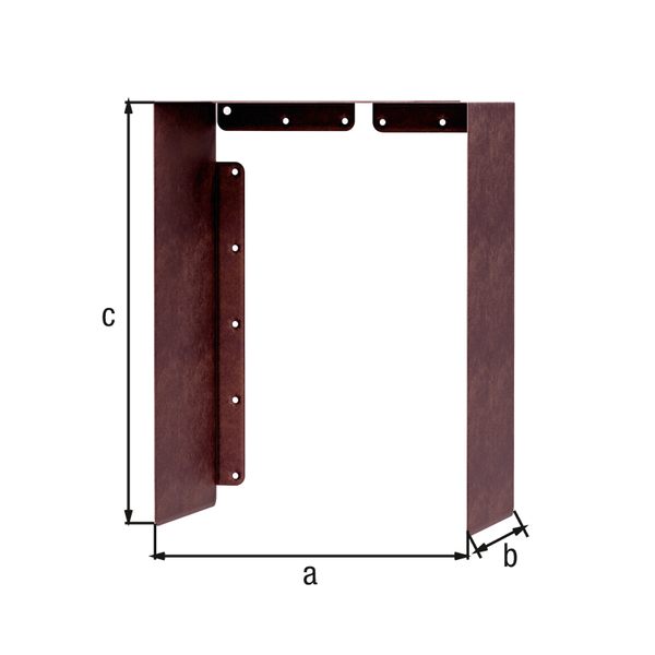 U-Schutzdach, Material: Stahl, Oberfläche: rostbraun kunststoffbeschichtet, Länge: 130 mm, Breite: 120 mm, Höhe: 100 mm, Materialstärke: 0,75 mm, 15 Jahre Garantie gegen Durchrosten