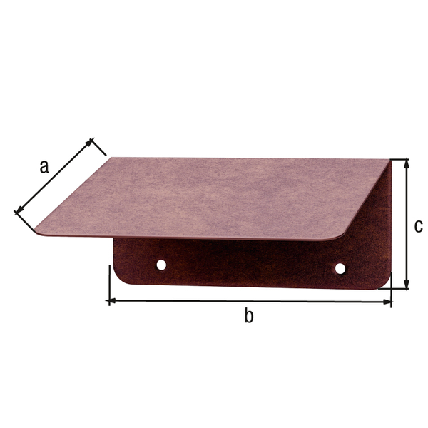 Schrägschutzdach, Material: Stahl, Oberfläche: rostbraun kunststoffbeschichtet, Länge: 140 mm, Breite: 125 mm, Höhe: 66 mm, Materialstärke: 0,75 mm, 15 Jahre Garantie gegen Durchrosten