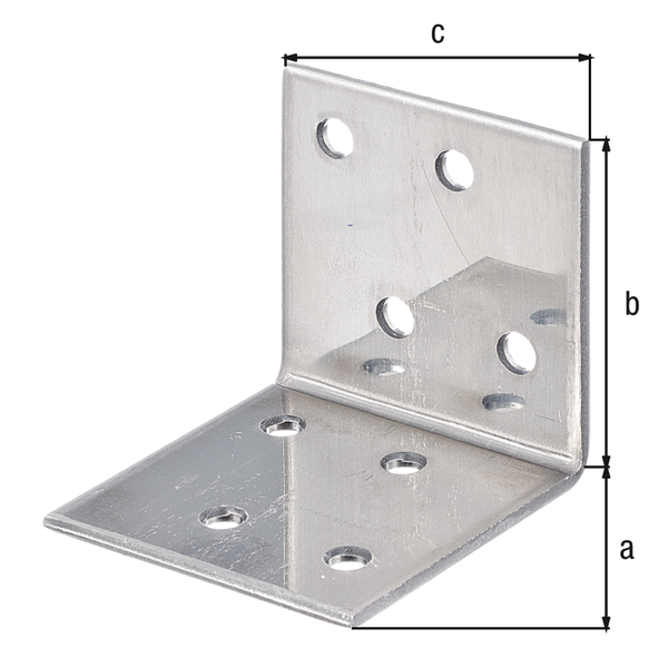 Winkelverbinder, Material: Edelstahl, Tiefe: 40 mm, Höhe: 40 mm, Breite: 40 mm, Materialstärke: 2,00 mm, Anzahl Löcher: 8, Loch: Ø4,5 mm, CutCase