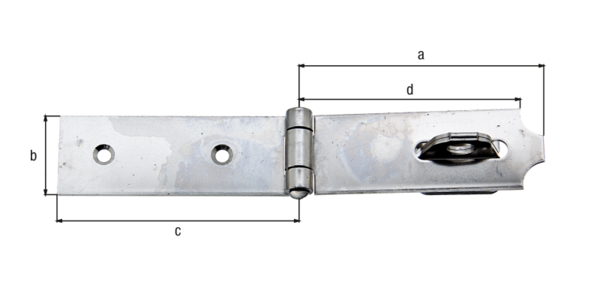 Überfalle, mit versenkten Schraublöchern, Material: Edelstahl, Länge Überfalle: 99 mm, Breite: 35 mm, Länge Anschraubplatte: 99 mm, Abstand Mitte Langloch - Mitte Stift: 66,5 mm, Materialstärke: 2,00 mm, Anzahl Löcher: 1 / 2, Loch: 8 x 37 / Ø5,8 mm