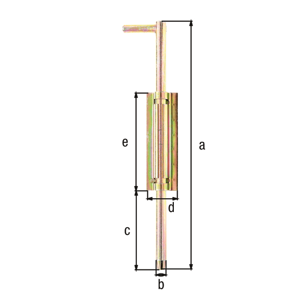 Bodenschieber, Material: Stahl roh, Oberfläche: galvanisch gelb verzinkt, zum Anschweißen, Höhe: 400 mm, Durchmesser: 18 mm, Ausschub: 125 mm, Plattenbreite: 50 mm, Plattenhöhe: 160 mm