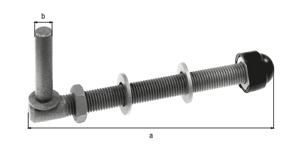 Kloben zum Durchschrauben, Material: Stahl roh, Oberfläche: feuerverzinkt, im Beutel verpackt, Dornmaß-Ø: 13 mm, Länge: 160 mm, Artikelbeschreibung: ein Paar, Ausführung: verstellbar, Gewinde: M12