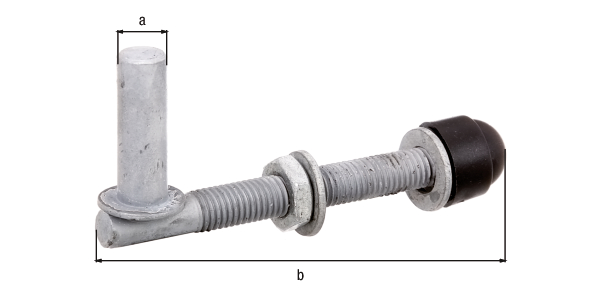 Cardine da fissare a vite, Materiale: acciaio grezzo, superficie: zincata a fuoco, imballato in sacchetto, Entrata-Ø: 13 mm, lunghezza: 120 mm, Descrizione articolo: una coppia, Modello: regolabile, Filettatura: M12