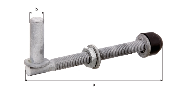 Hook for screwing in, Material: raw steel, Surface: hot-dip galvanised, packed in bag, Size back set-Ø: 13 mm, Length: 140 mm, Item description: One pair, Type: adjustable, Thread: M12