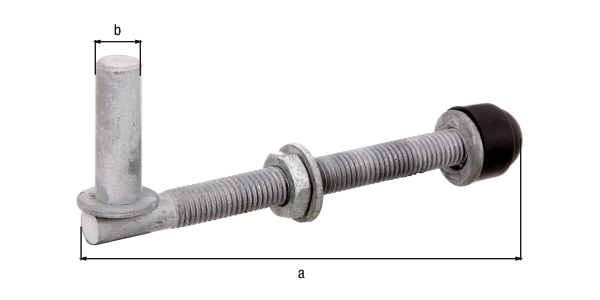 Kloben zum Durchschrauben, Material: Stahl roh, Oberfläche: feuerverzinkt, im Beutel verpackt, Dornmaß-Ø: 13 mm, Länge: 140 mm, Artikelbeschreibung: ein Paar, Ausführung: verstellbar, Gewinde: M12