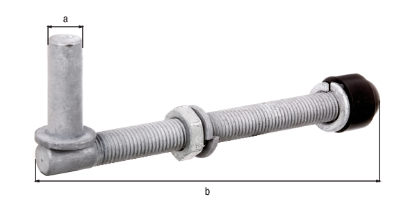 Hook for screwing in, Material: raw steel, Surface: hot-dip galvanised, packed in bag, Size back set-Ø: 16 mm, Length: 190 mm, Item description: One pair, Type: adjustable, Thread: M16