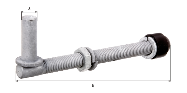 Kloben zum Durchschrauben, Material: Stahl roh, Oberfläche: feuerverzinkt, im Beutel verpackt, Dornmaß-Ø: 16 mm, Länge: 190 mm, Artikelbeschreibung: ein Paar, Ausführung: verstellbar, Gewinde: M16