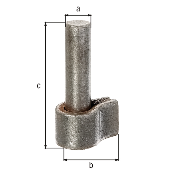 Hook, Material: raw steel, for welding, Size back set-Ø: 13 mm, Distance external edge - centre of pin: 24 mm, Height: 65 mm