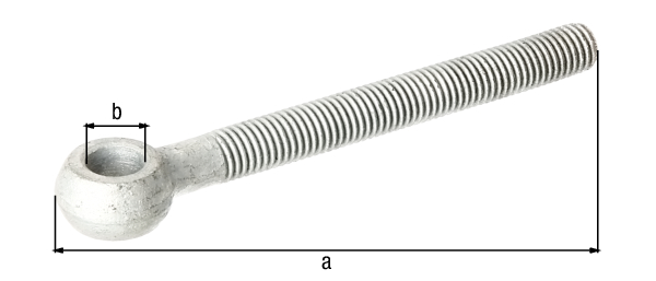 Eye screw, Material: raw steel, Surface: hot-dip galvanised, Length: 130 mm, Eye screw dia.: 16 mm, Thread: M16