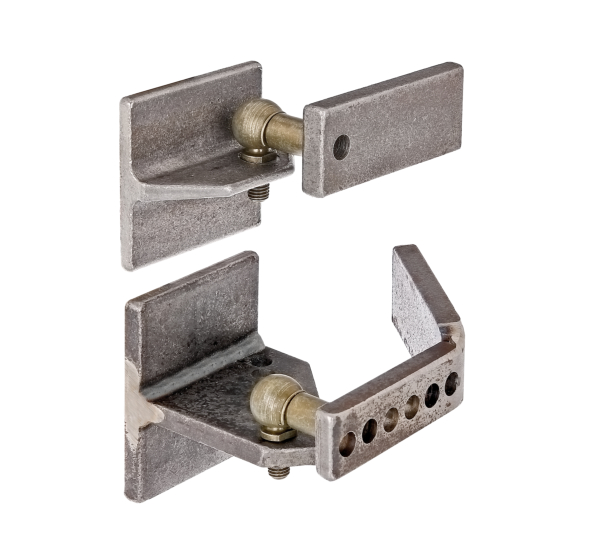 Lifting gate fitting for metal gates, for uneven terrain, Material: fittings: raw steel, Surface: ball angle joint and fastening material: galvanised, for welding on