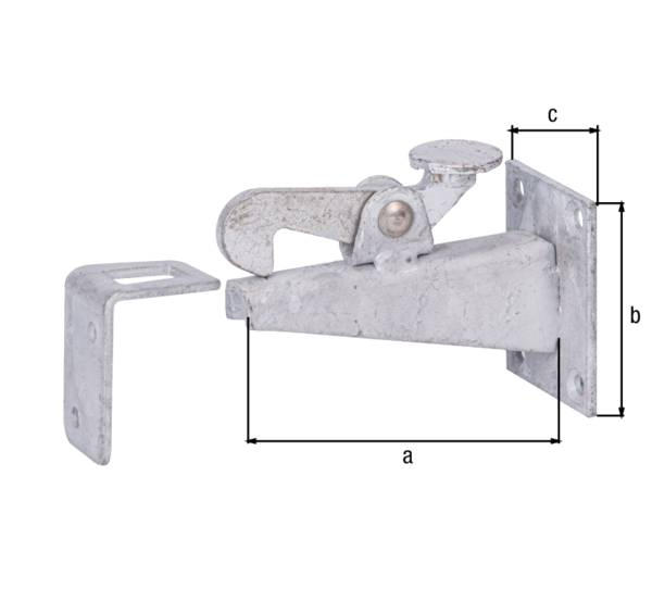 Arrêt de portail pour fixation murale, avec trous de vis fraisés, Matériau: Acier brut, Finition: galvanisée à chaud, à visser, Profondeur: 100 mm, Hauteur: 65 mm, Largeur: 50 mm, Nombre de trous: 4 / 2, Trou: Ø6 / Ø5,5 mm