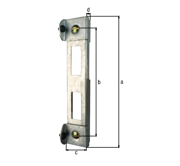 Cerradero para marcos tubulares, Material: Acero crudo, Superficie: galvanizado en caliente, Altura: 235 mm, Distancia del centro hasta el centro del agujero : 195 mm, Profundidad: 40 mm, 22 mm