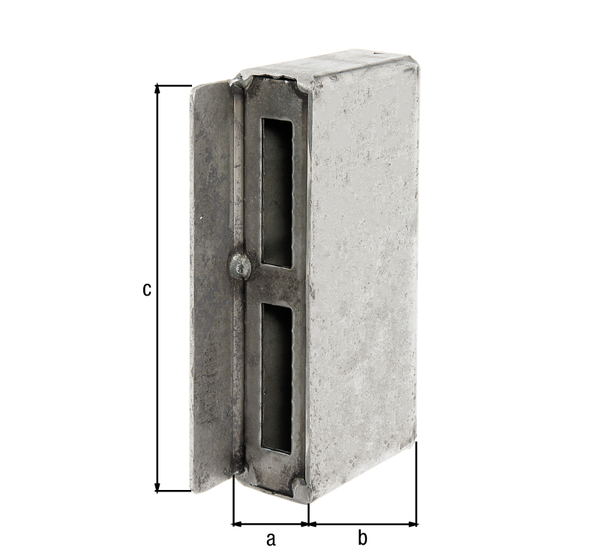 Strike box for lock cases, Material: raw steel, for welding, Height: 188 mm, Width: 89 mm, Depth: 40 mm