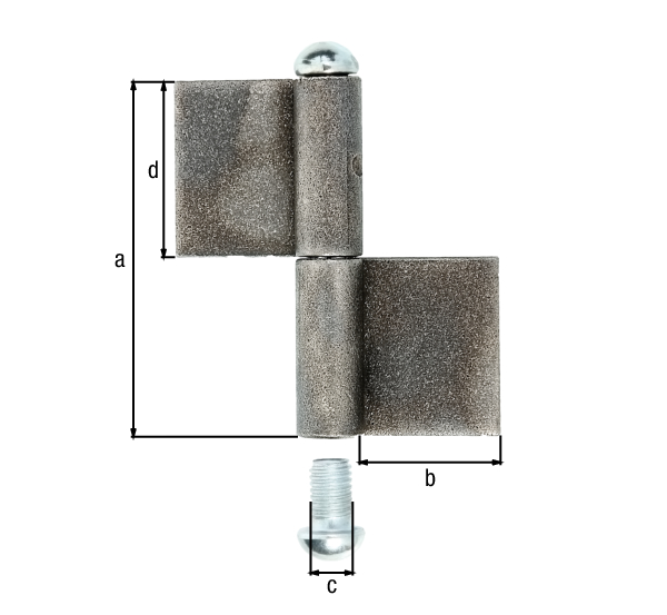 Konstruktionsband, zweiteilig, Typ KO4, Material: Stahl roh, zum Anschweißen, Höhe: 80 mm, Breite Band: 30 mm, Durchmesser: 9 mm, Höhe Band: 40 mm, Materialstärke: 3,00 mm