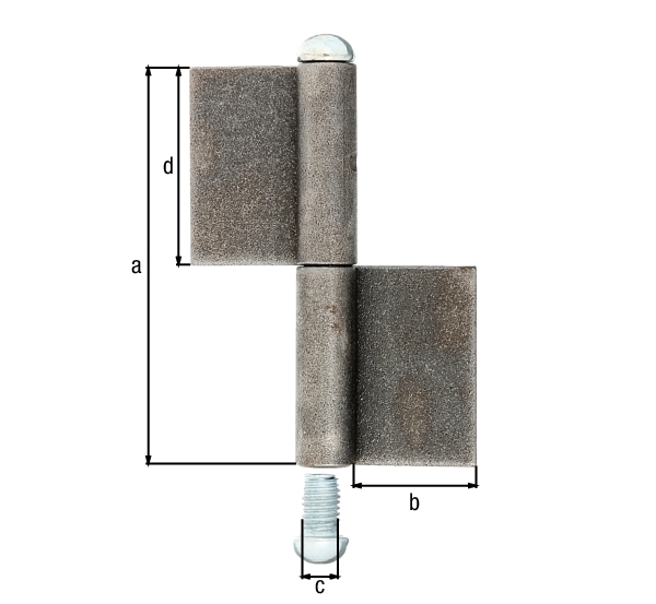 Pernio para construcción de tipo KO4, Material: Acero crudo, para soldar, Altura: 100 mm, 30 mm, Diámetro: 9 mm, 50 mm, Espesura del material: 3,00 mm