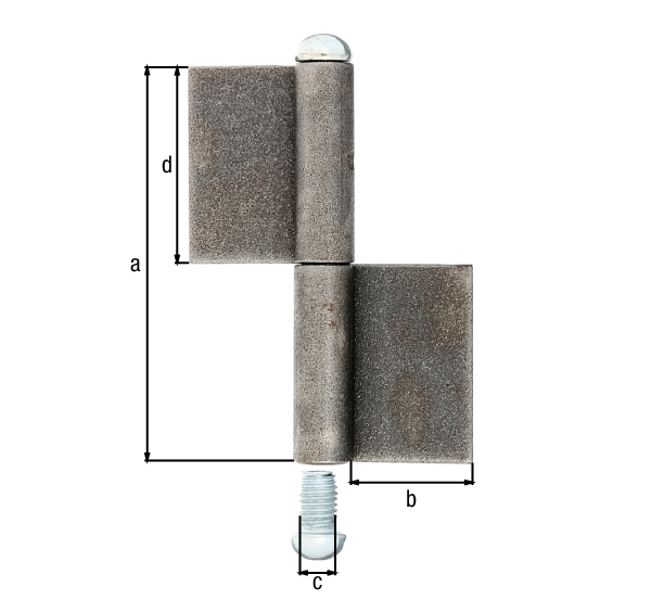 Paumelle longue à souder, Matériau: Acier brut, à souder, Hauteur: 100 mm, Largeur de la bande: 30 mm, Diamètre: 9 mm, Hauteur de la bande: 50 mm, Épaisseur: 3,00 mm