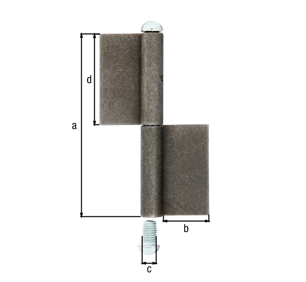 Pernio para construcción de tipo KO4, Material: Acero crudo, para soldar, Altura: 120 mm, 30 mm, Diámetro: 9 mm, 60 mm, Espesura del material: 3,00 mm