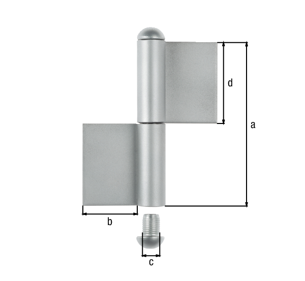 Cerniera per cancelli metallici modello KO4, Materiale: acciaio grezzo, da saldare, altezza: 160 mm, 50 mm, diametro: 14 mm, 80 mm, Spessore del materiale: 4,00 mm