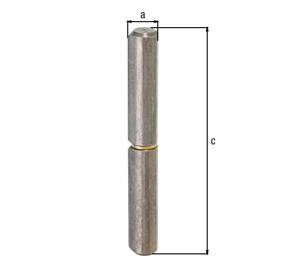 Anschweißrolle, zweiteilig, Material: Stahl roh, zum Anschweißen, Durchmesser: 12 mm, Außen-Ø inkl. Spitze: 14 mm, Stift-Ø: 7 mm, Höhe: 80 mm