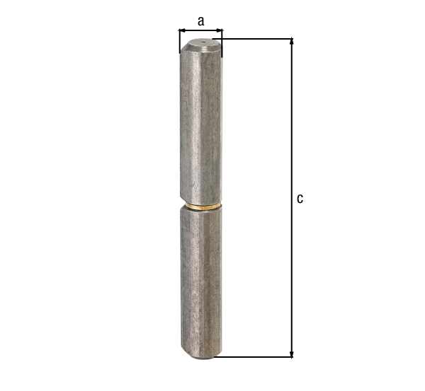 Weld-on roll, two parts, Material: raw steel, for welding, Diameter: 12 mm, External dia. incl. tip: 14 mm, Pin-Ø: 7 mm, Height: 80 mm, CutCase