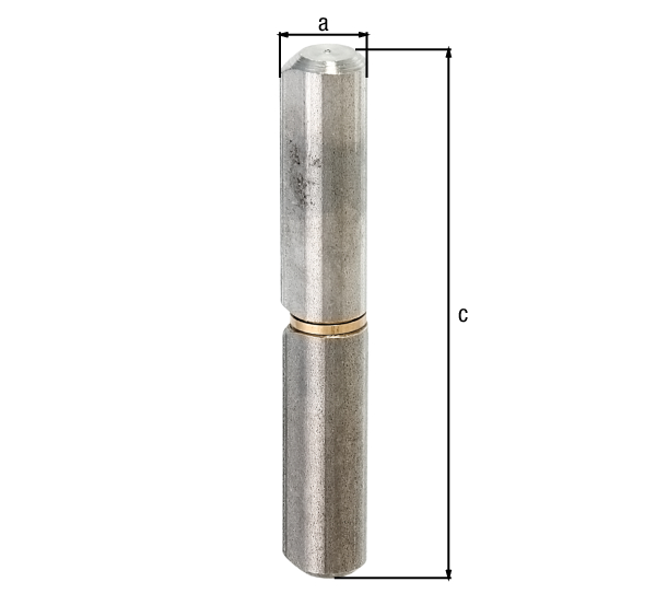 Weld-on roll, two parts, Material: raw steel, for welding, Diameter: 14 mm, External dia. incl. tip: 16 mm, Pin-Ø: 8 mm, Height: 100 mm