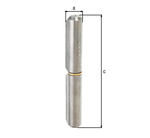 Weld-on roll, two parts, Material: raw steel, for welding, Diameter: 20 mm, External dia. incl. tip: 23 mm, Pin-Ø: 12 mm, Height: 160 mm