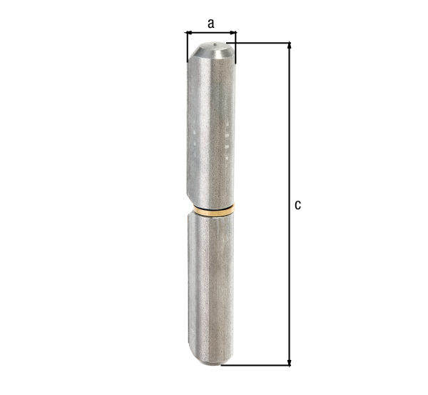 Paumelle à souder en deux parties, Matériau: Acier brut, à souder, Diamètre: 20 mm, Ø extérieur, pointe comprise: 23 mm, tige-Ø: 12 mm, Hauteur: 160 mm, CutCase