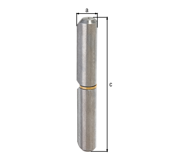 Weld-on roll, two parts, Material: raw steel, for welding, Diameter: 22 mm, External dia. incl. tip: 25 mm, Pin-Ø: 14 mm, Height: 180 mm