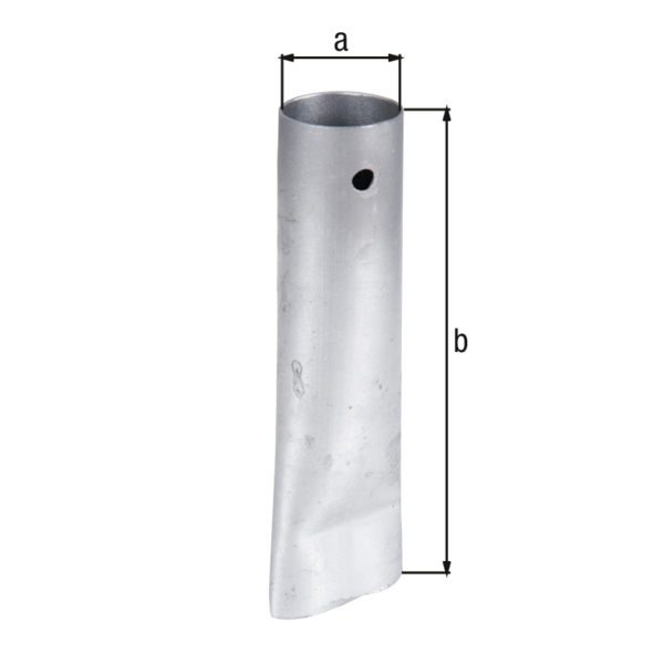 Porta palo, Materiale: acciaio grezzo, superficie: zincata a fuoco, da cementare, 33 mm, Profondità: 150 mm