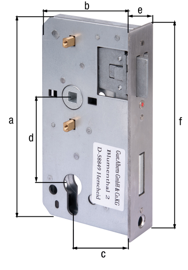 Serratura di ricambio, con fori per viti incassate, entrata 60 mm, Materiale: acciaio grezzo, superficie: zincata, altezza: 167 mm, Profondità: 90 mm, Entrata: 60 mm, distanza: 72 mm, 33 mm, 167 mm, Per scatola della serratura: 40 mm