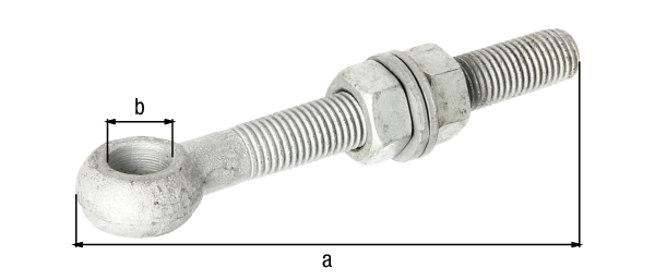 Tige filetée à œillet, Matériau: Acier brut, Finition: galvanisée à chaud, Longueur: 130 mm, Ø du boulon à œil: 16 mm, Filetage: M16