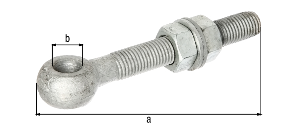 Eye screw, Material: raw steel, Surface: hot-dip galvanised, Length: 150 mm, Eye screw dia.: 18 mm, Thread: M20