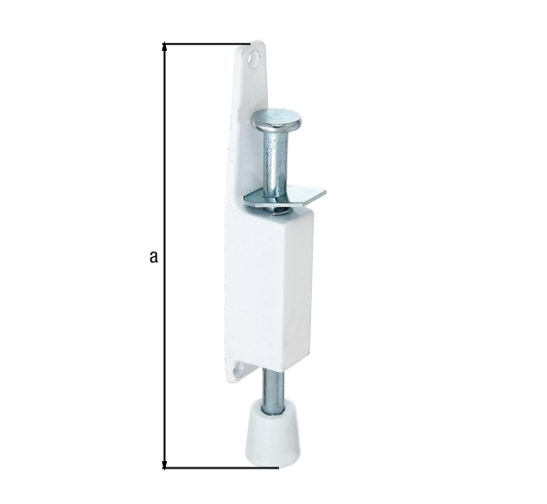 Topes para puertas, Material: Acero crudo, Superficie: lacado blanco, Contenido por U.P.: 1 Pieza, Altura: 180 mm, Número de agujeros: 3, Perforación: Ø5 mm, Embalado SB