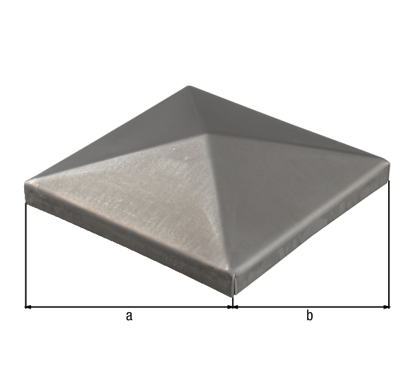 Pfostenkappe für quadratische Metallpfosten, Material: Stahl roh, zum Anschweißen, Länge: 80 mm, Breite: 80 mm
