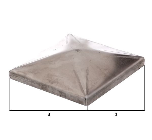 Pfostenkappe für quadratische Metallpfosten, Material: Stahl roh, zum Anschweißen, Länge: 100 mm, Breite: 100 mm