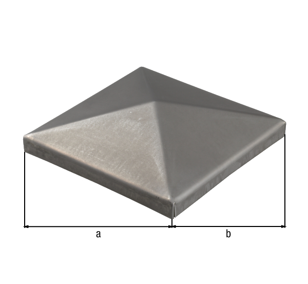 Pfostenkappe für quadratische Metallpfosten, Material: Stahl roh, zum Anschweißen, Länge: 150 mm, Breite: 150 mm
