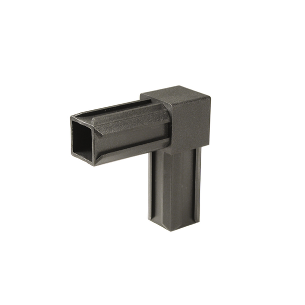 Raccord de tubes XD à angle droit, deux embouts, Matériau: Polyamide 6, couleur : noir, pour tube: 20 x 20 x 1,5 mm