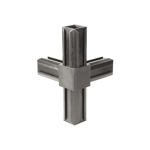 XD-Rohrverbinder T-Stück plus ein rechtwinkeliger Abgang, Material: Polyamid 6, Farbe: schwarz, für Rohr: 20 x 20 x 1,5 mm