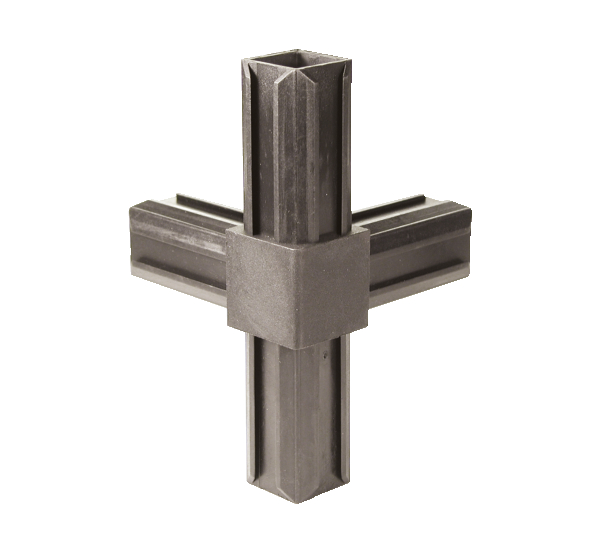 XD-Rohrverbinder T-Stück plus ein rechtwinkeliger Abgang, Material: Polyamid 6, Farbe: schwarz, für Rohr: 30 x 30 x 2,0 mm
