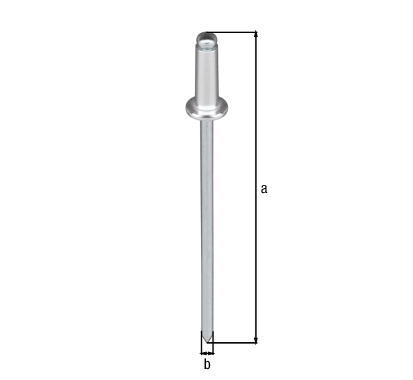 Blind rivet with knuckle, Material: aluminium, steel pin: galvanised, Contents per PU: 50 Piece, Length: 10 mm, Diameter: 4 mm, Retail packaged
